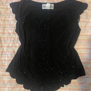 Ann Taylor Black Beaded Blouse